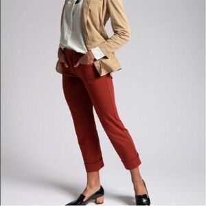 Betabrand Dress Pant Yoga Pants Crop Lite Terra Cotta Orange Size L Long